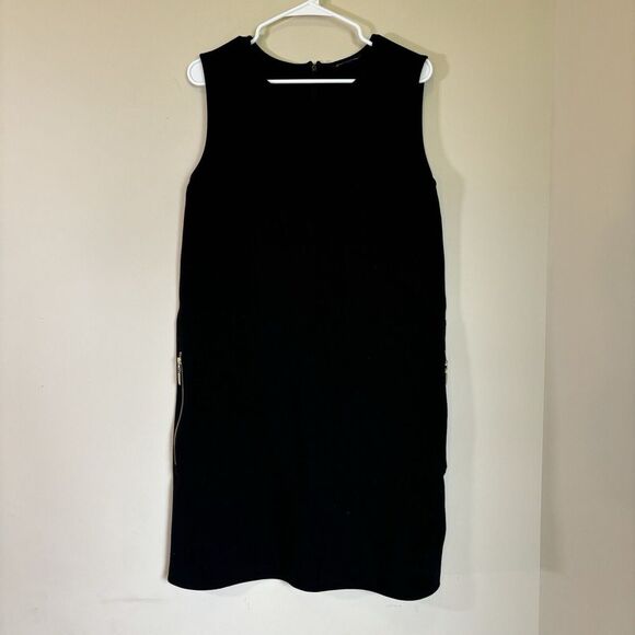 Brooks Brothers Dress Womens Large Shift Sleeveless‎ Pockets Black Gold Pockets - Picture 1 of 10